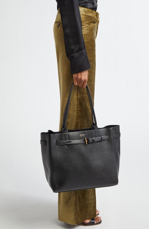 Tom Ford Hammered Leather Tote Bag In Black