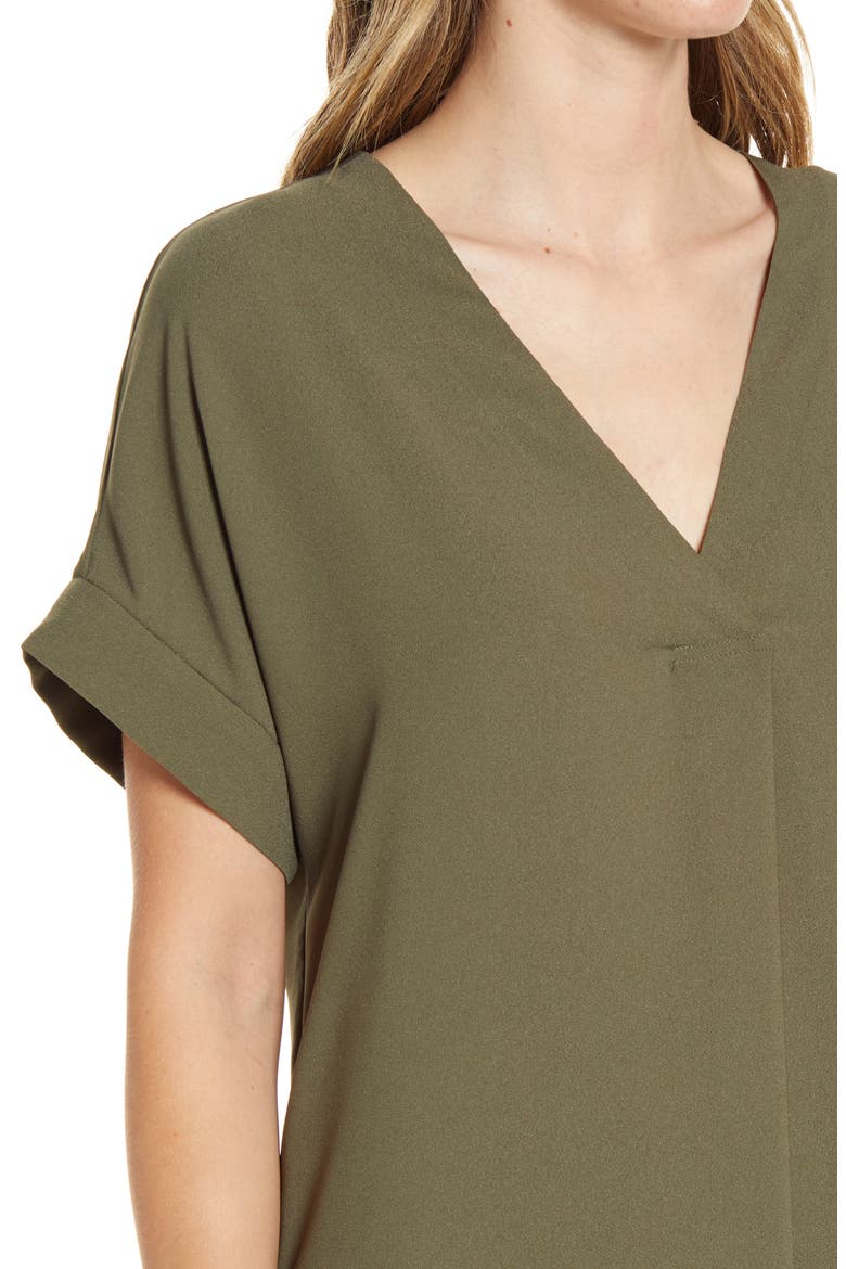 Short Sleeve Shift Dress, Alternate, color, OLIVE SARMA