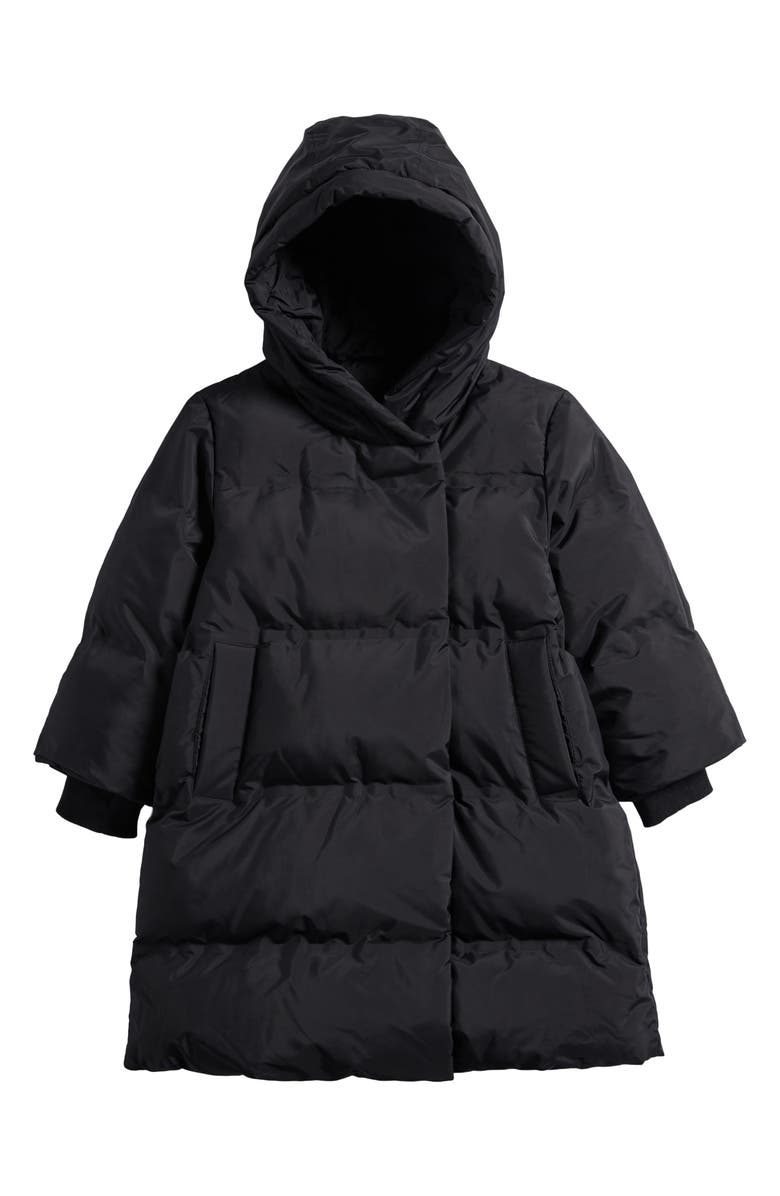 NEXT Kids' Water Resistant Longline Puffer Coat, Main, color, Black