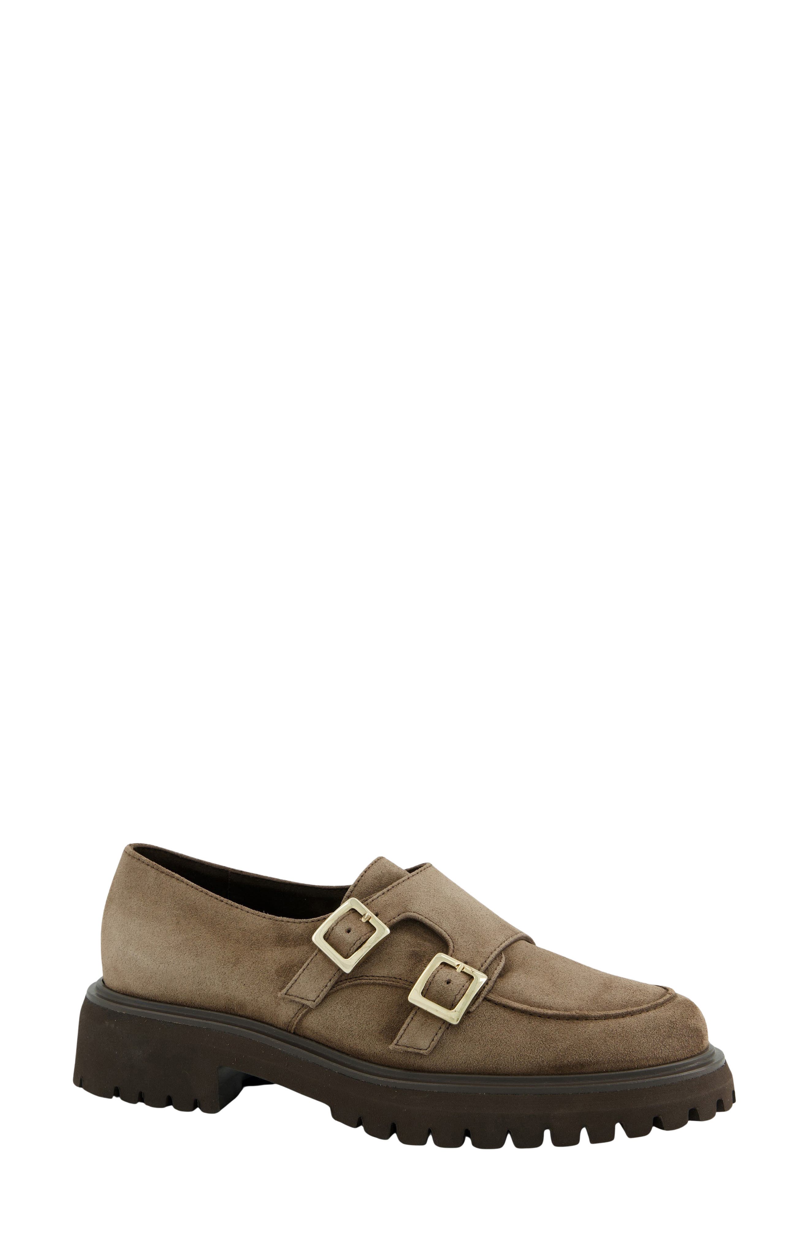 Flemming Lug Leather Loafer, Main, color, EARTH SUEDE