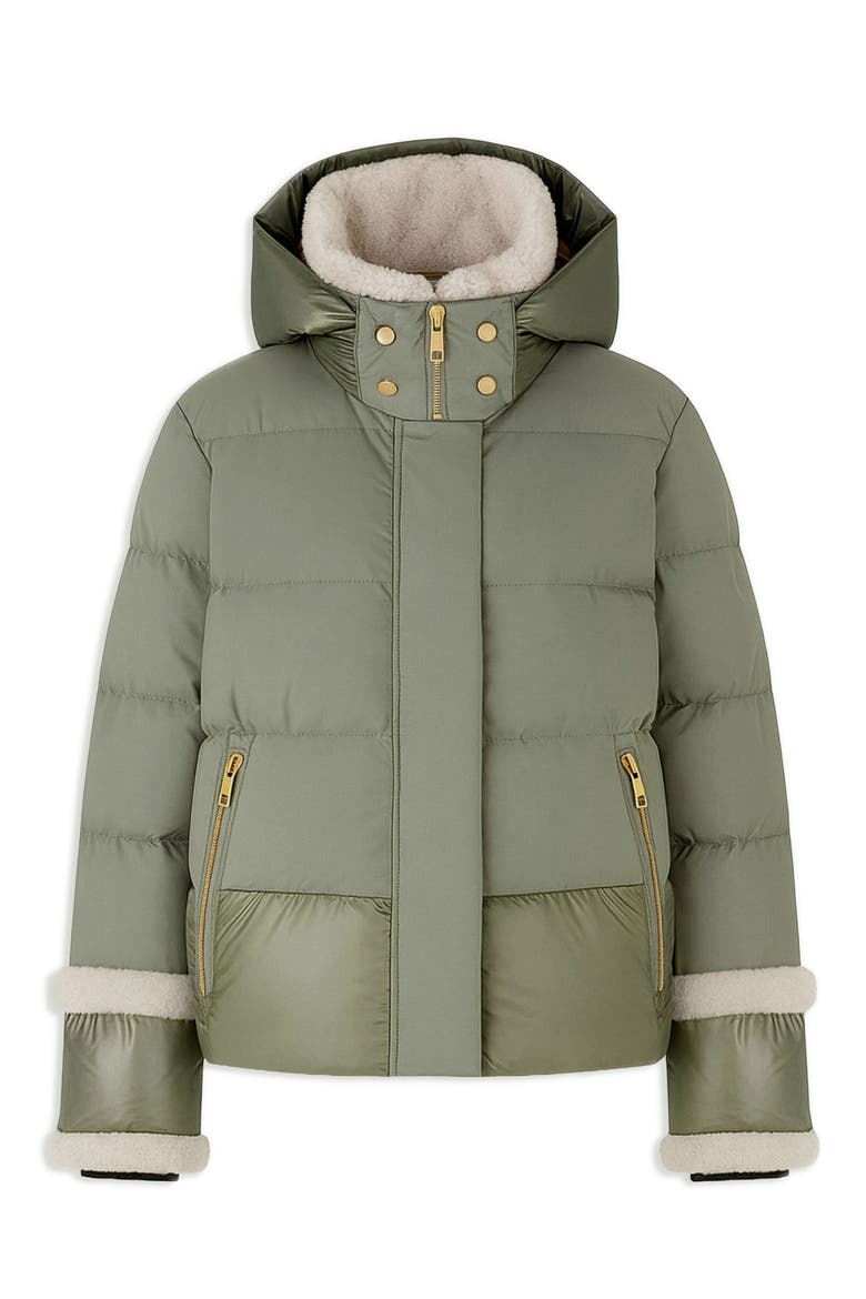 Karly Faux Shearling Trim Puffer Jacket, Alternate, color, SAGE