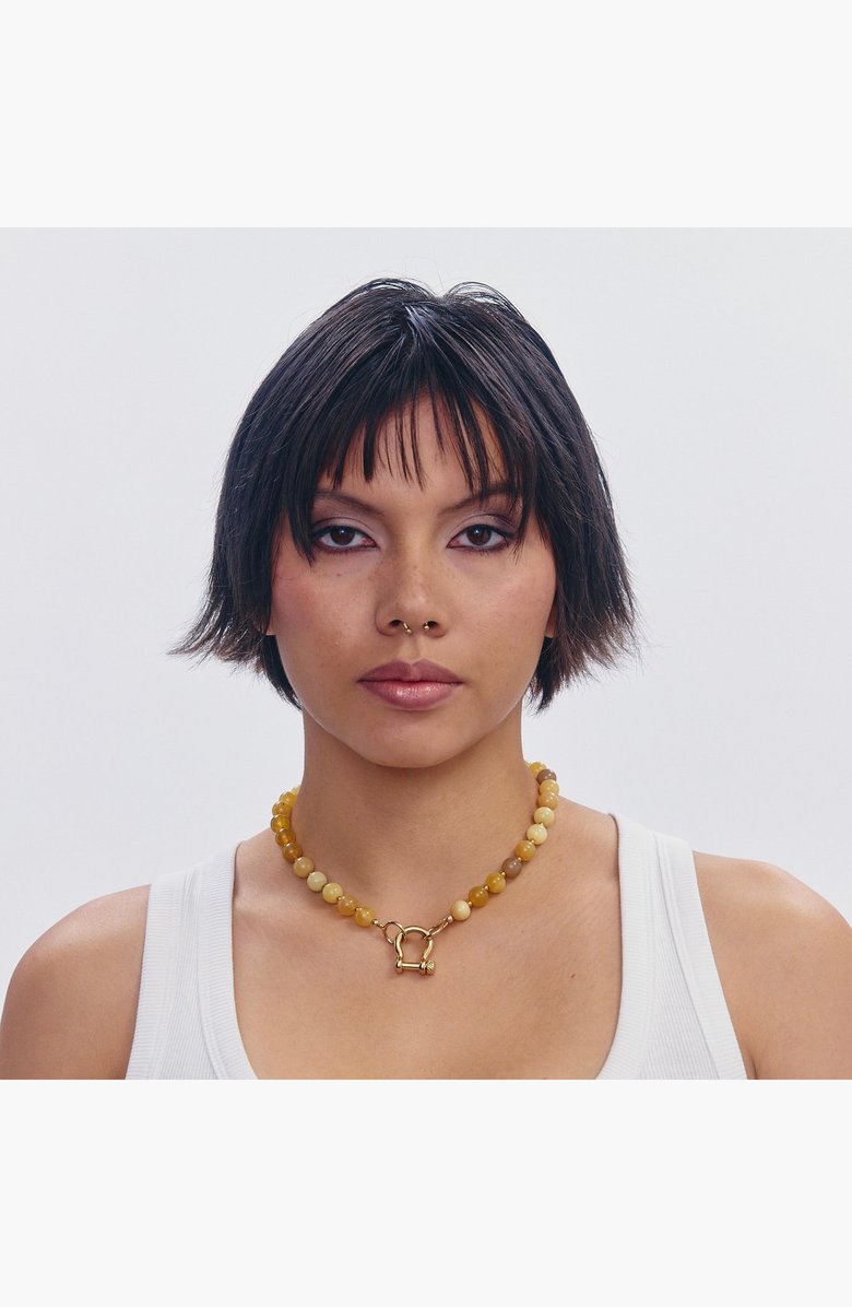 SHOP SPICY DAN Sonny Smooth Yellow Opal Gold Plated Necklace, Alternate, color, Yellow