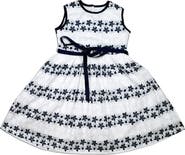 JOE-ELLA Kids' Floral Embroidred Cotton Dress