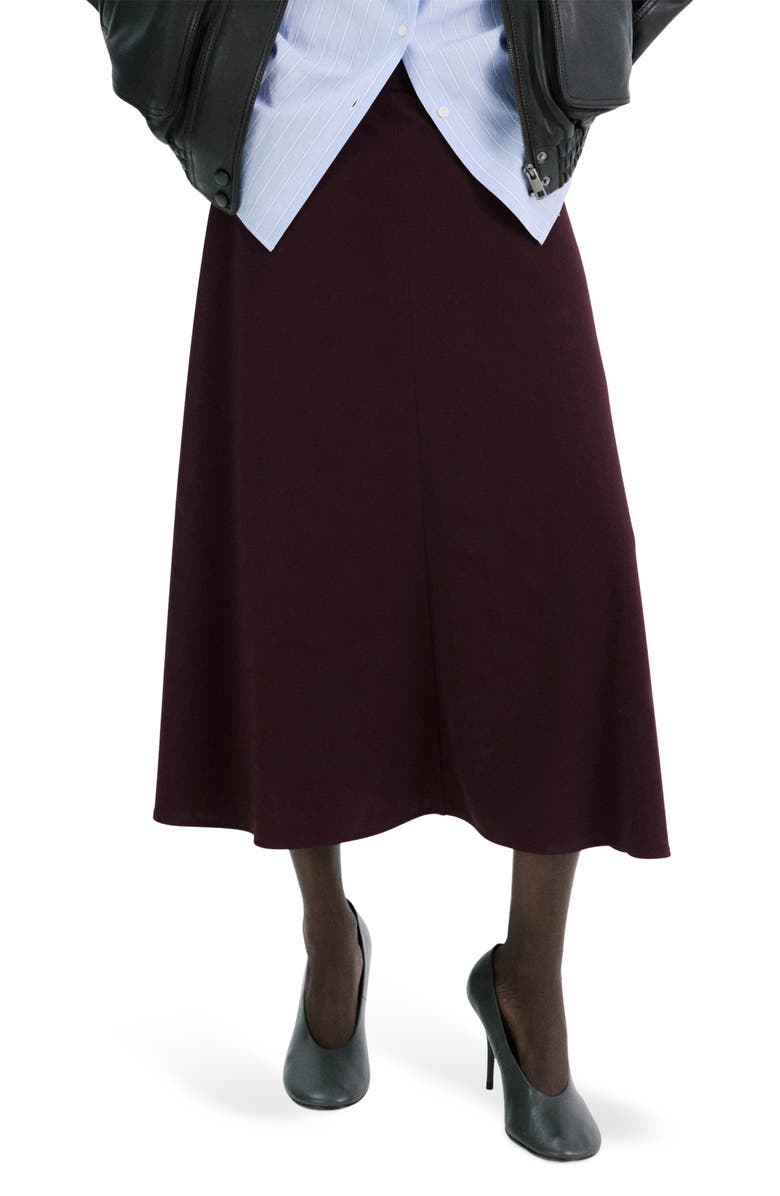MANGO Fine Knit Midi Skirt, Main, color, Wine
