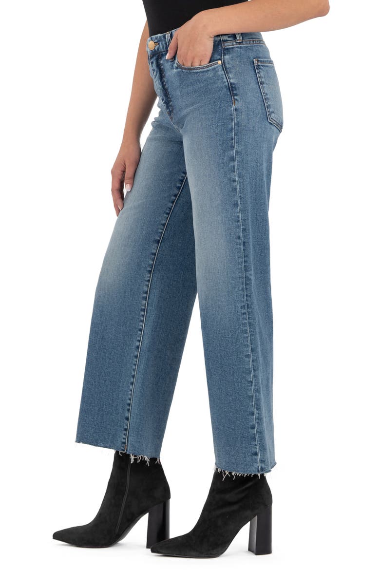Meg Raw Hem Ankle Wide Leg Jeans, Alternate, color, TOUGHNESS