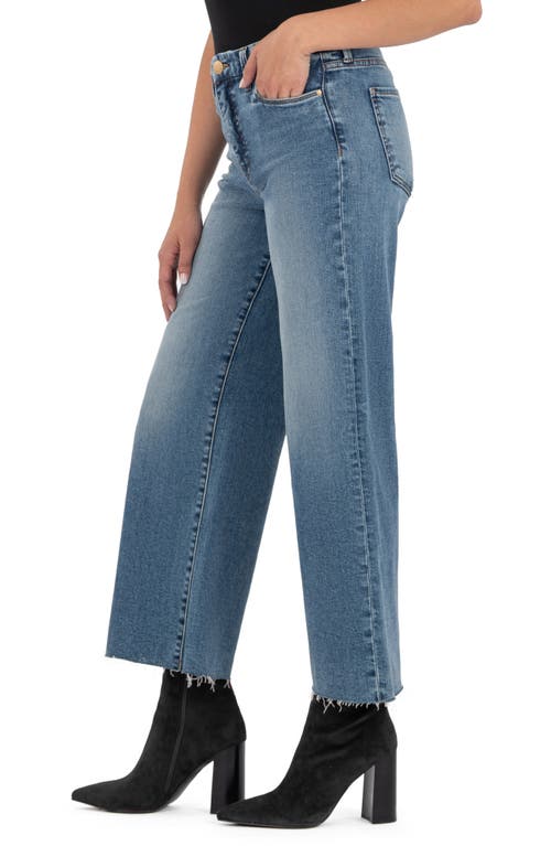 Kut From The Kloth Meg Raw Hem Ankle Wide Leg Jeans In Blue