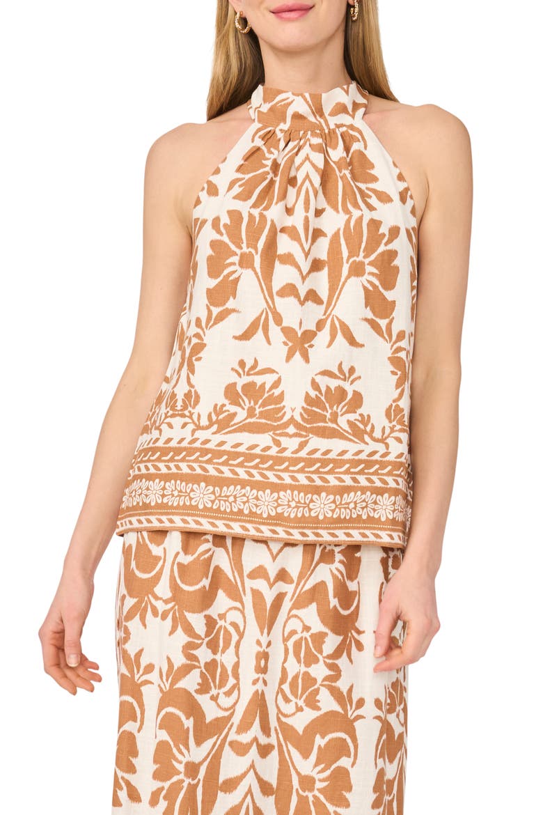 Printed Halter Top, Main, color, EGRET