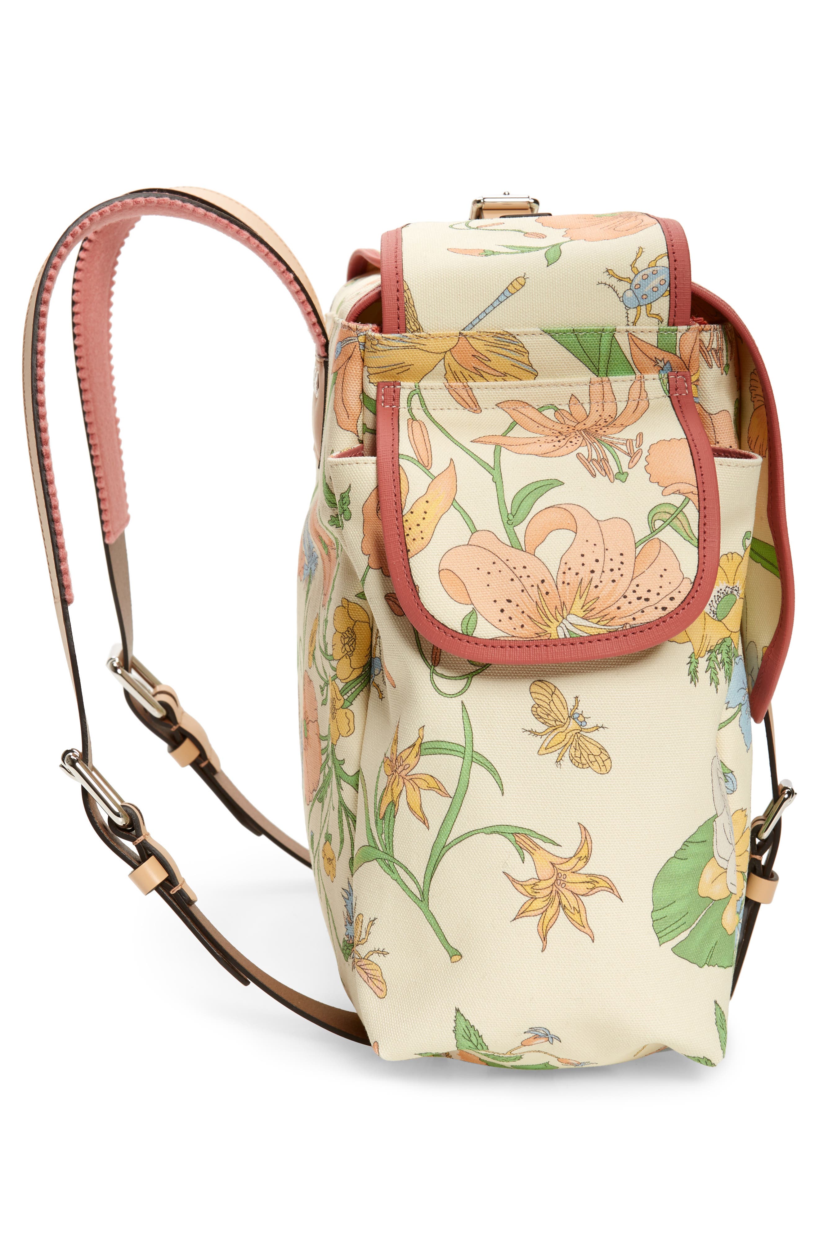 Gucci Logo Floral Print Backpack, Alternate, color, 