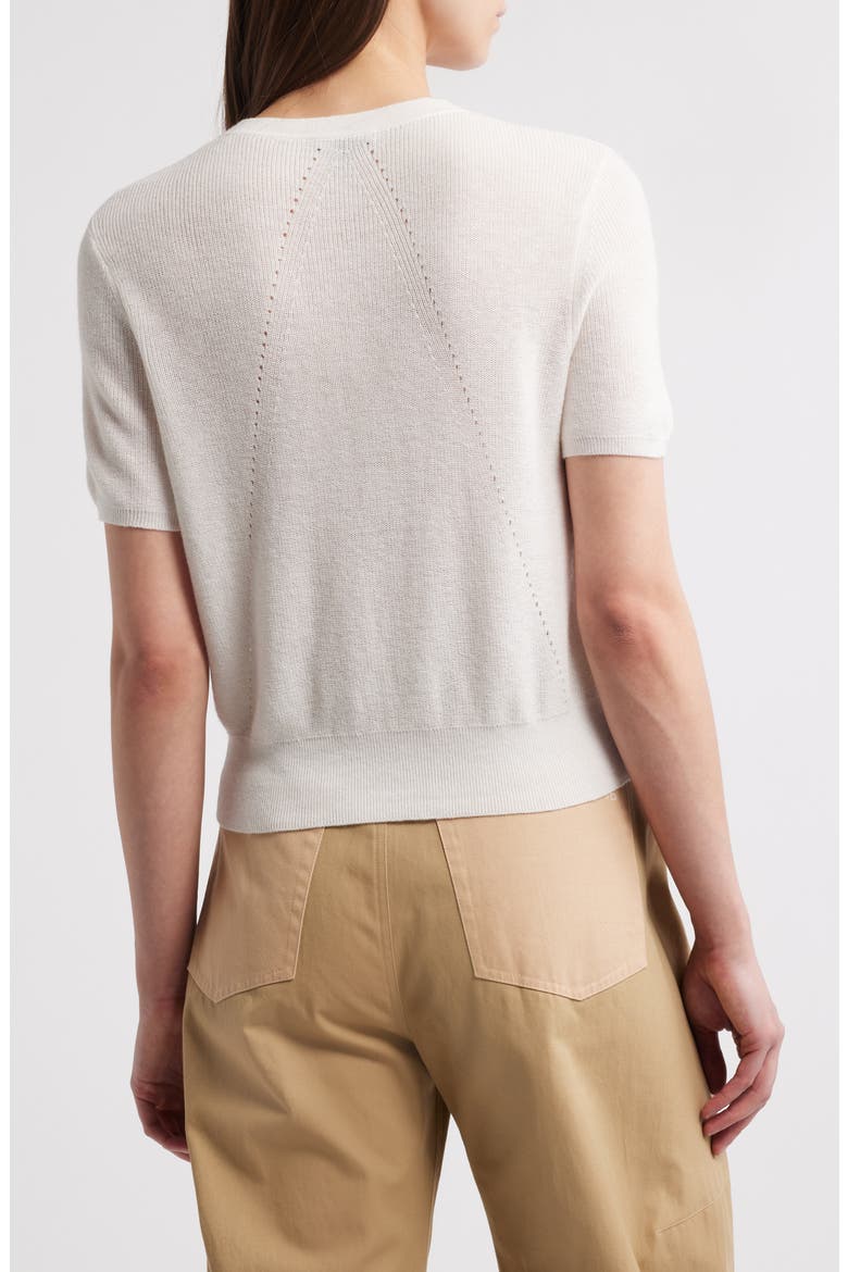 Dina Short Sleeve Cotton & Cashmere Blend Cardigan, Alternate, color, IVORY