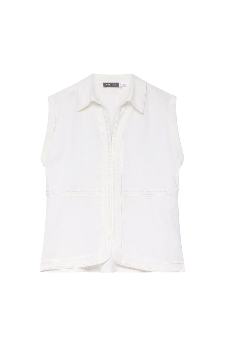 MINT VELVET Linen Sleeveless Collared Shirt, Alternate, color, Ivory