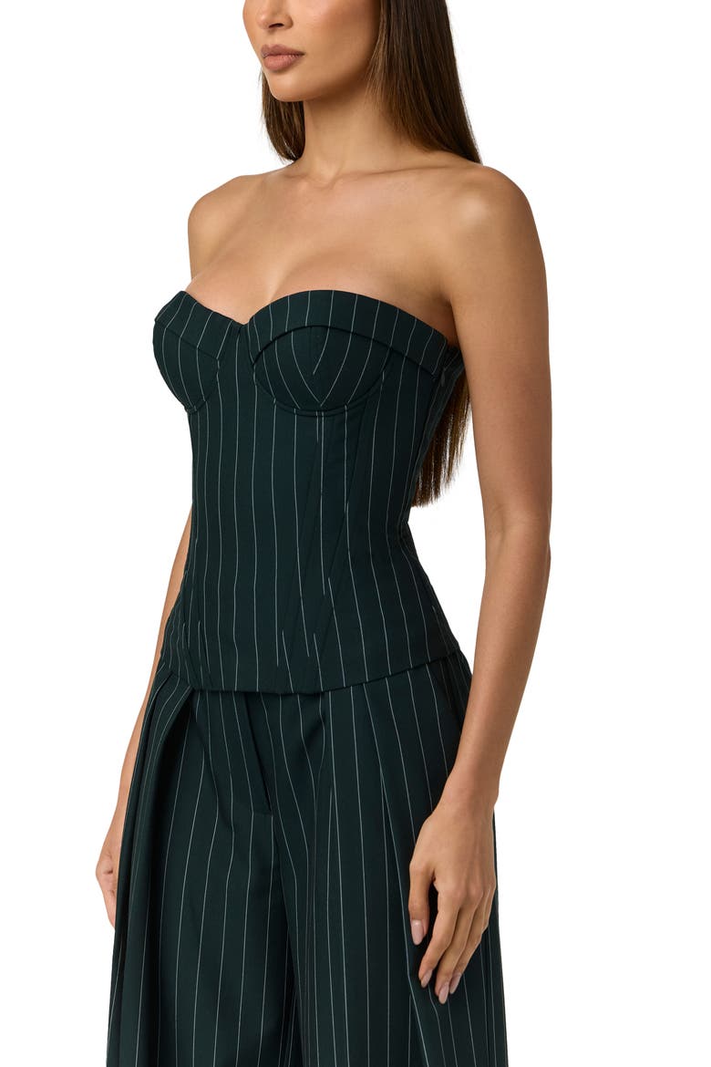 Pinstripe Strapless Bustier, Alternate, color, MIDNIGHT NAVY/ TEAL