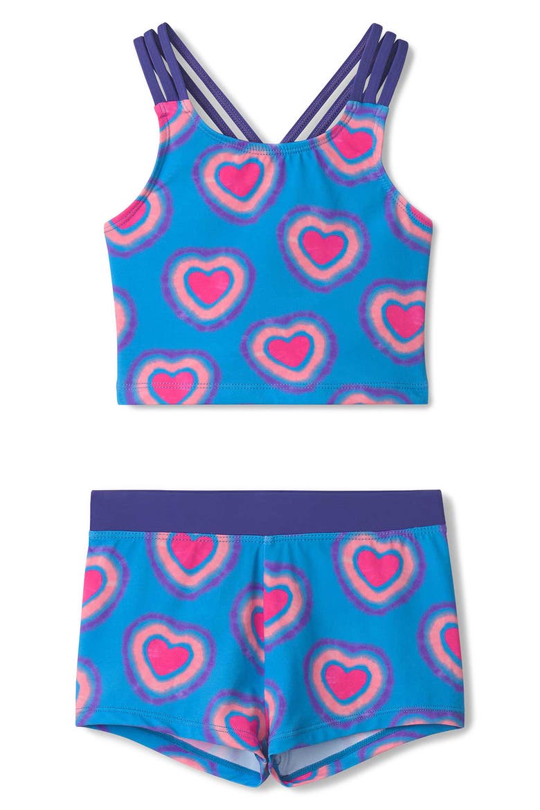 Kids' Glowing Hearts Two-Piece Swimsuit, Main, color, BLITHE