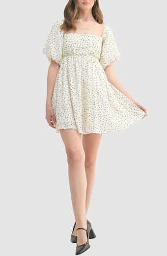 Lush Polka Dot Puff Sleeve Minidress