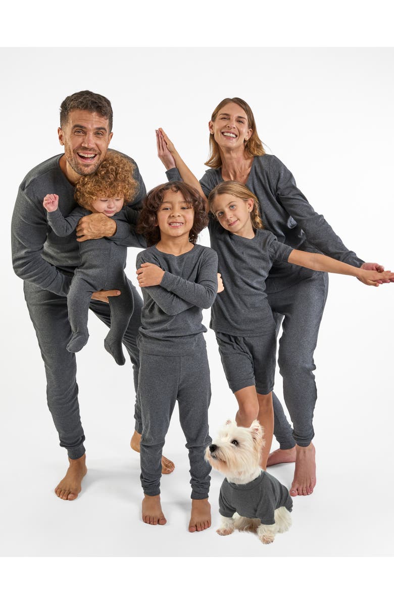 Leveret Dog Cotton Solid Matching Family Pajamas, Alternate, color, Dark Gray
