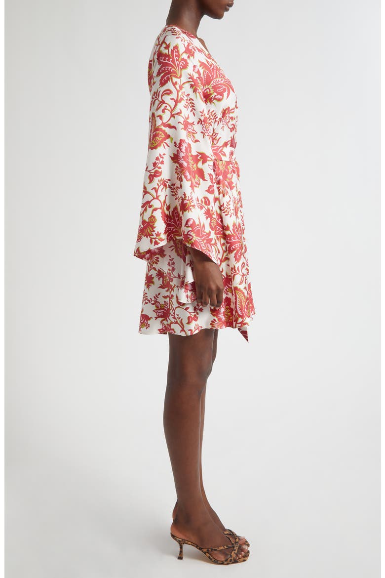 Floral Print Long Sleeve Silk Dress, Alternate, color, PRINT ON WHITE BASE