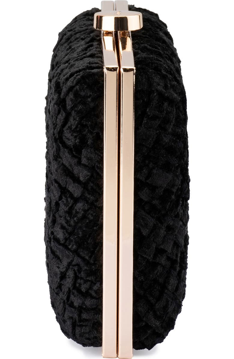 Olga Berg Hazel Textured Velvet Frame Clutch, Alternate, color, Black