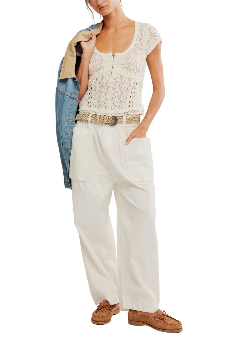 Claro Semi Sheer Lace & Tulle Top, Alternate, color, WHISPER WHITE