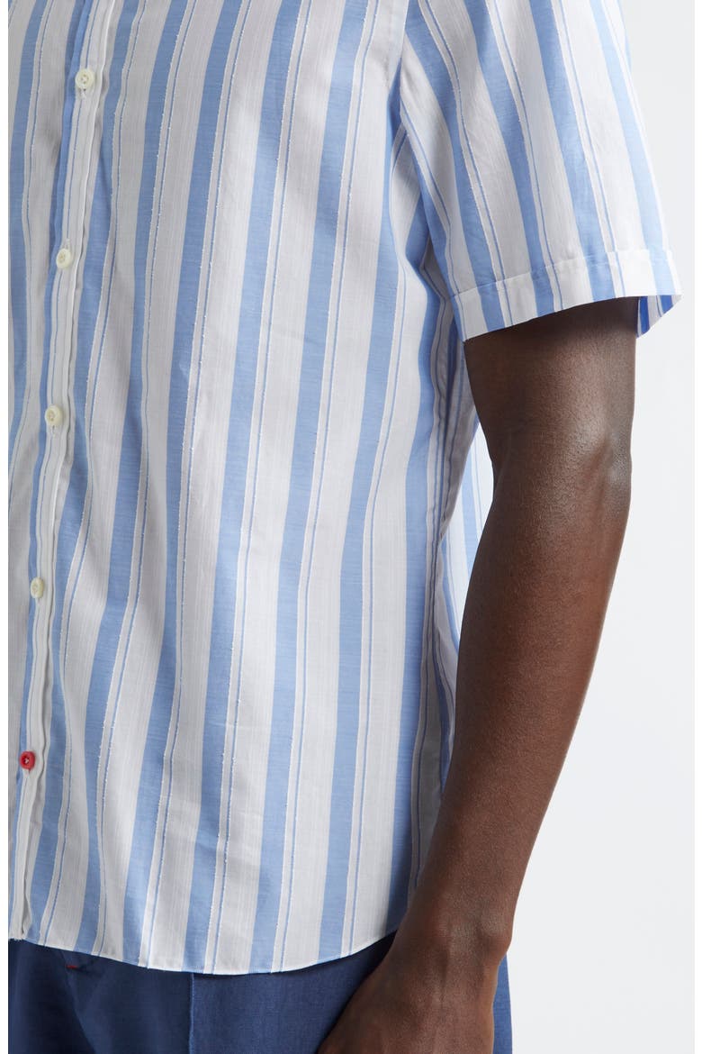 Stripe Short Sleeve Button-Up Shirt, Alternate, color, WHITE/ BLUE
