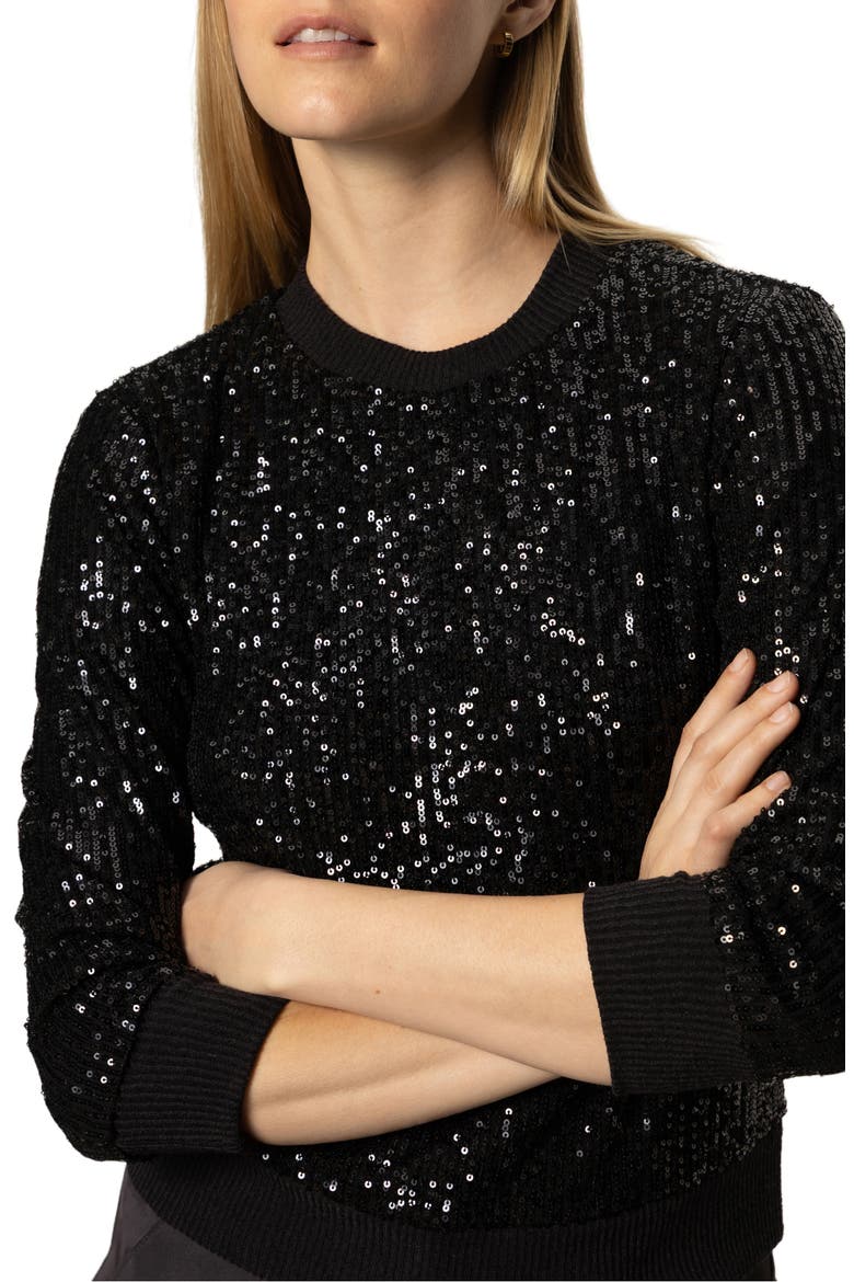 Relaxed Sparkle Knit Top, Alternate, color, BLACK