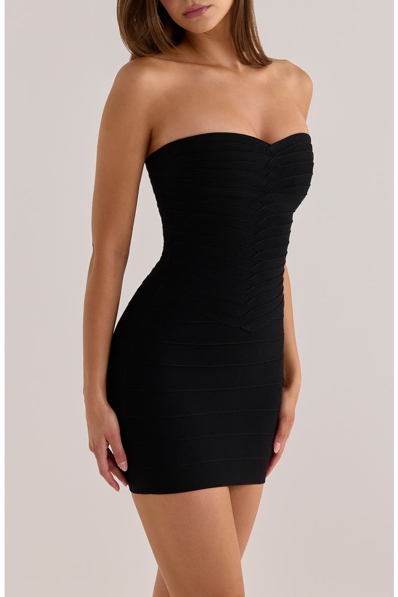 The Sweetheart Strapless Bandage Dress, Alternate, color, BLACK