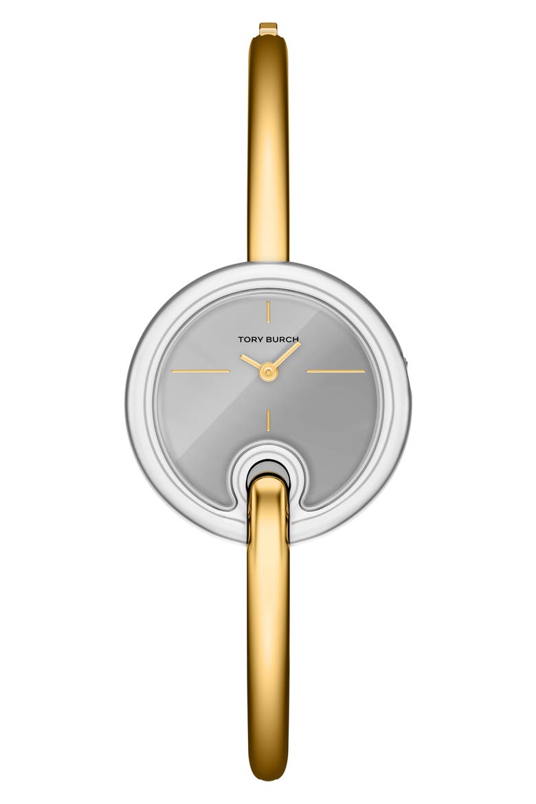 The Small Pierced Two-Tone Bangle Bracelet Watch, 30mm, Main, color, TWO TONE