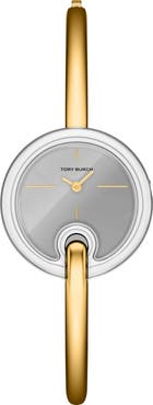 Tory Burch The Small Pierced Two-Tone Bangle Bracelet Watch, 30mm