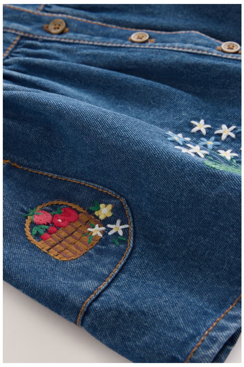 Embroidered Denim Dress & Strawberry Bodysuit Set, Alternate, color, BLUE