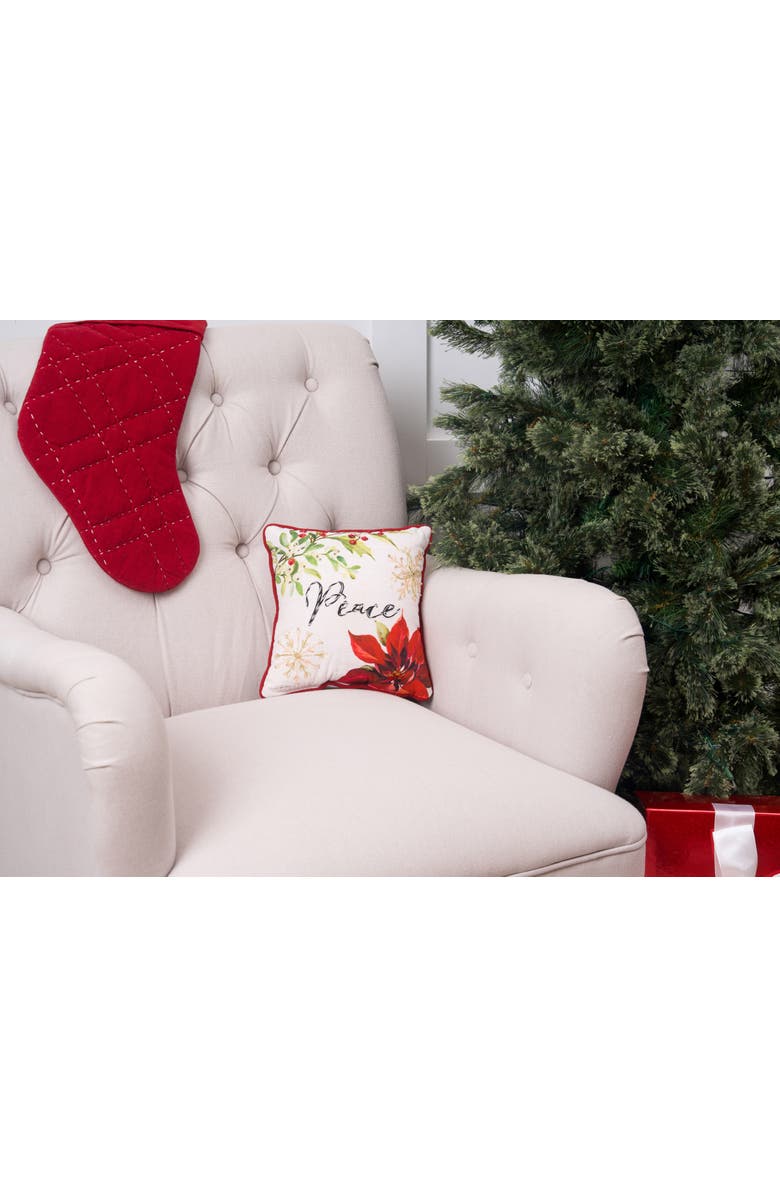 C&F Home Peace Poinsettia Small/Petite Christmas Accent Pillow, 10" x 10", Alternate, color, Green