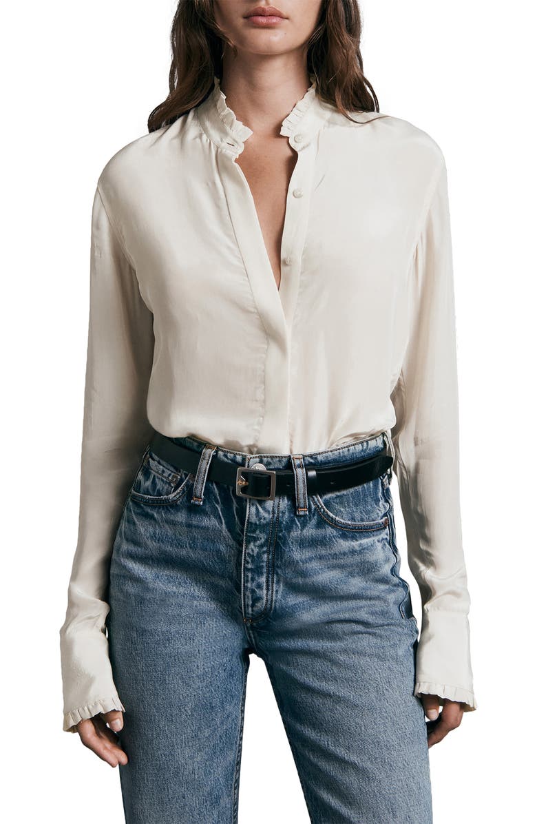 rag & bone ICONS Jordan Ruffle Long Sleeve Button-Up Shirt, Main, color,