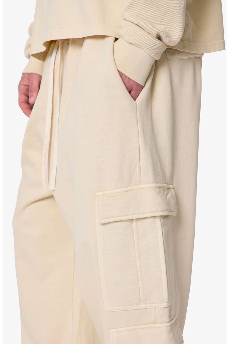 Ultra Baggy Cotton Flece Cargo Sweatpants, Alternate, color, OFF WHITE