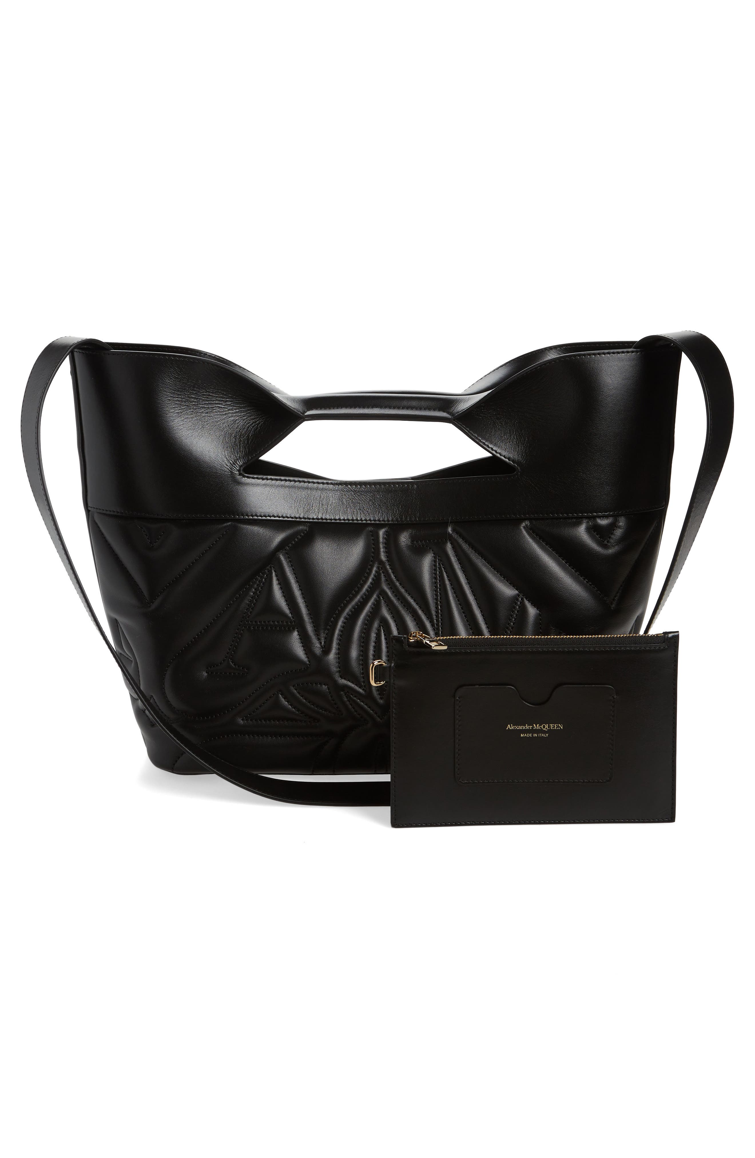 McQueen The Small Bow Logo Quilted Padded Leather Tote, Alternate, color, 