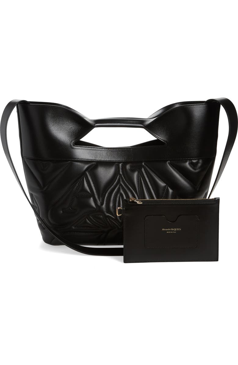 McQueen The Small Bow Logo Quilted Padded Leather Tote, Alternate, color,