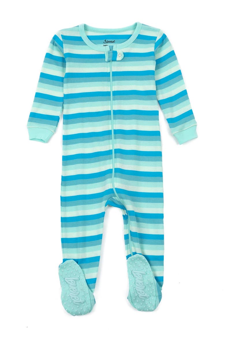Footed Cotton Pajamas Matching Family Coordinated Stripes, Main, color, BLUE
