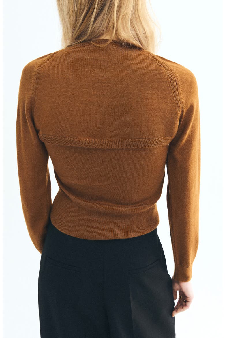 Cutout Sweater, Alternate, color, MEDIUM BROWN