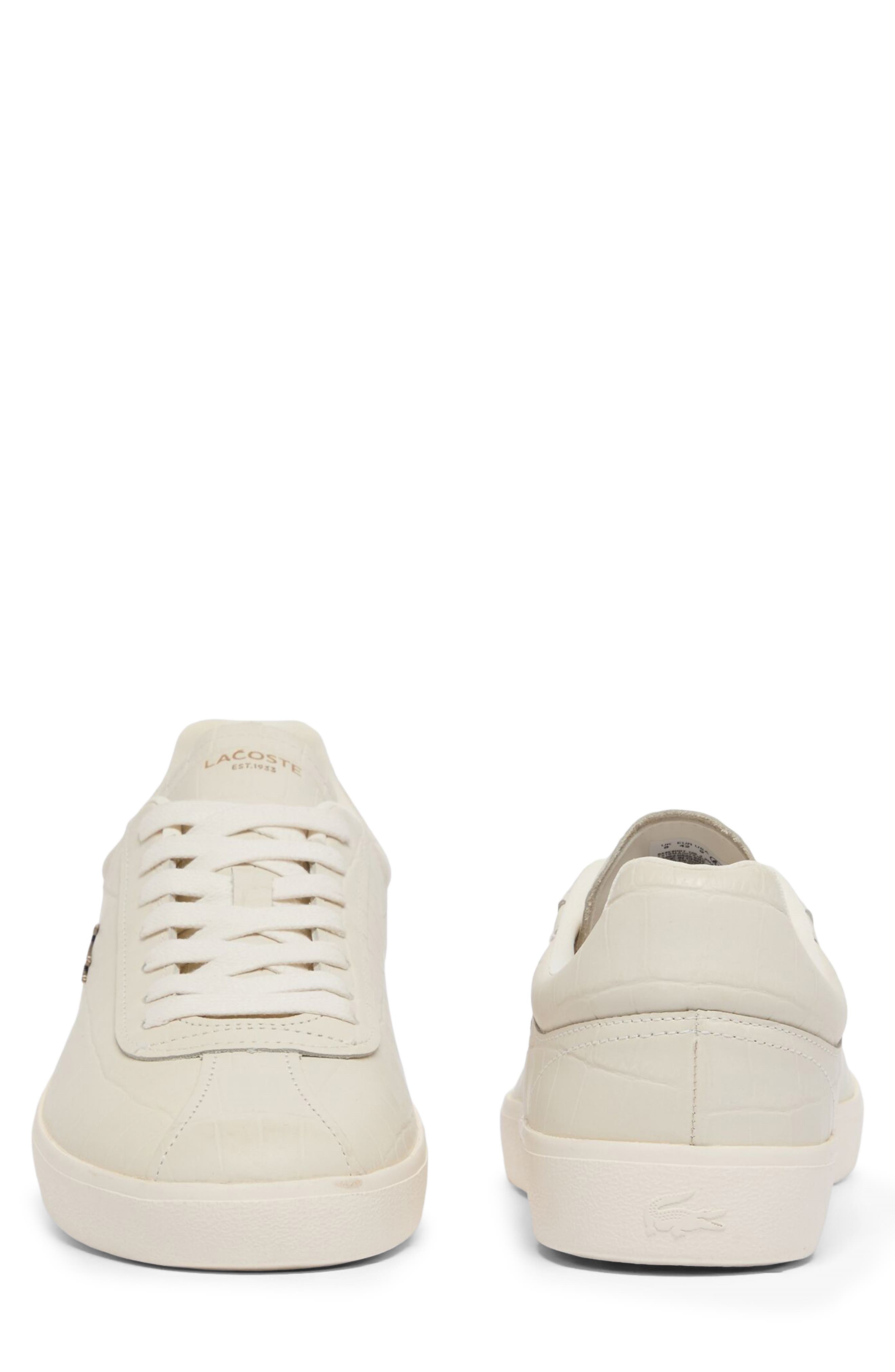Lacoste Baseshot Croc Debossed Low Top Sneaker, Alternate, color, Off White/ Off White