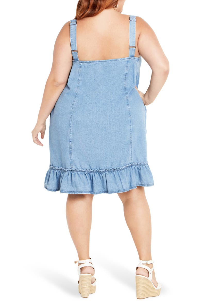 City Chic Island Denim Button Front Dress, Alternate, color, Light Denim