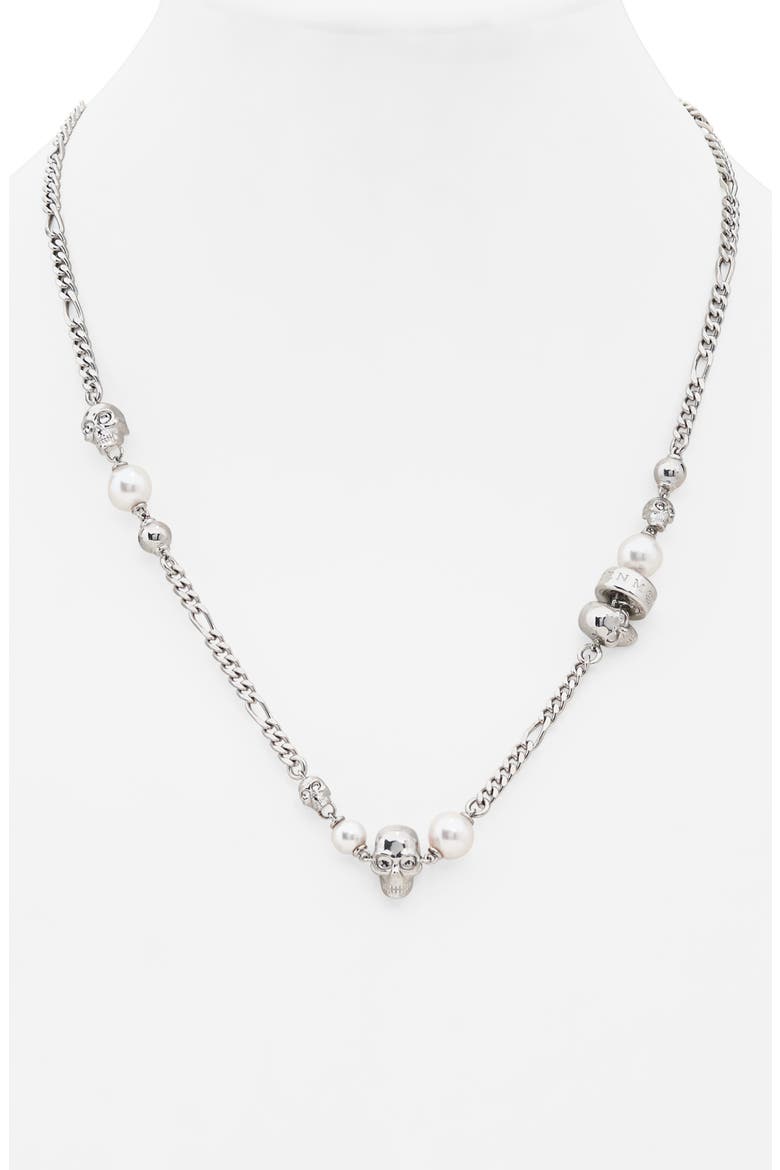 Crystal Skull & Faux Pearl Necklace, Alternate, color, 926/ PEARL/ CRY