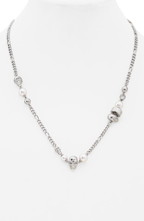 Alexander Mcqueen Mcqueen Crystal Skull & Faux Pearl Necklace