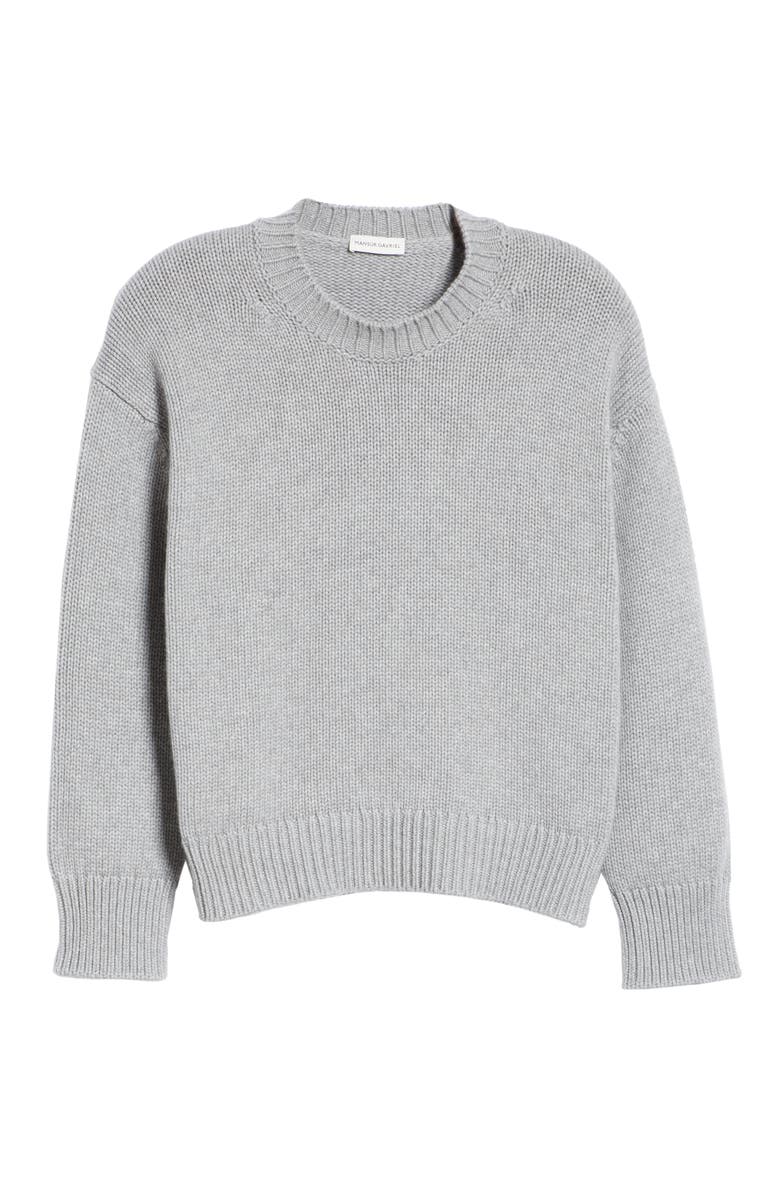 Mansur Gavriel Rib Trim Cashmere Sweater, Alternate, color, 