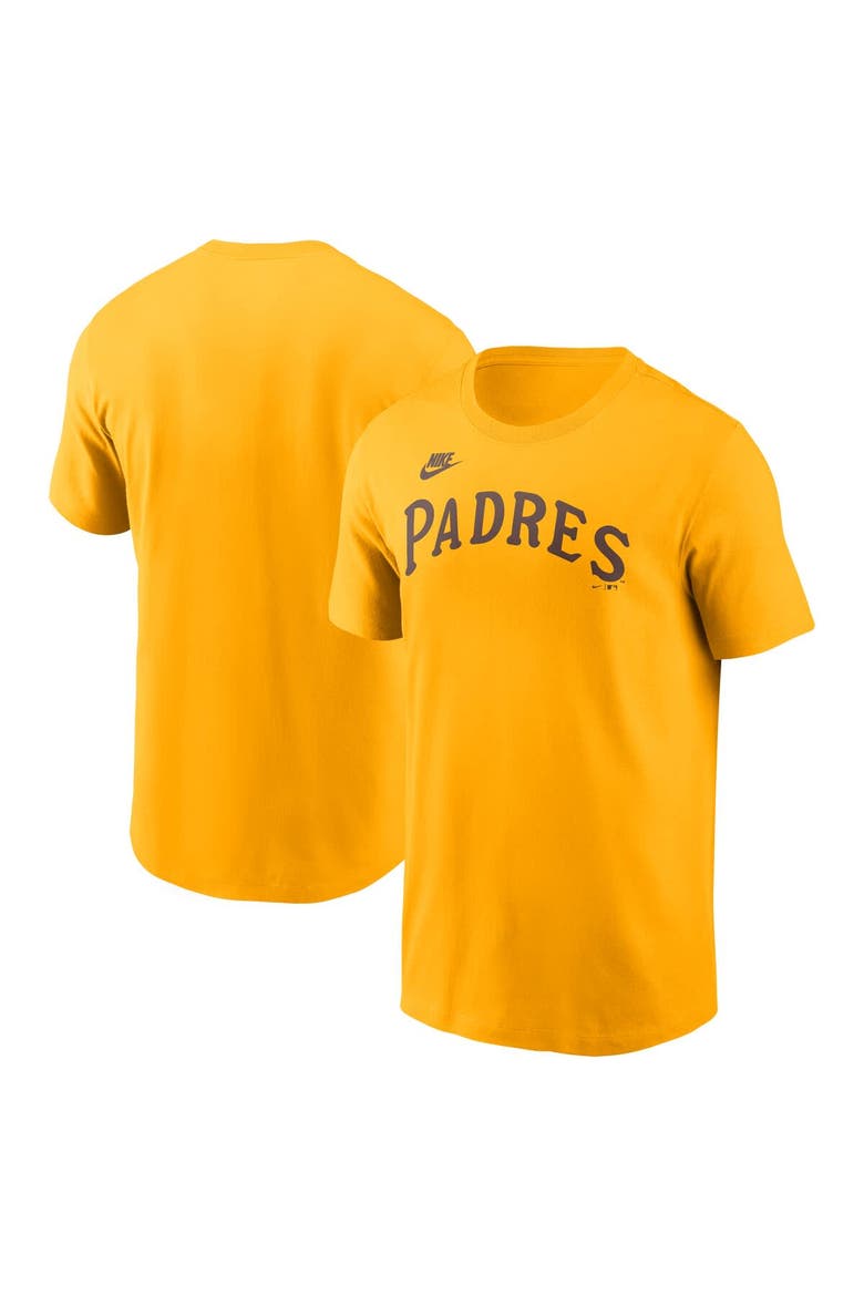 Men's Nike Gold San Diego Padres Cooperstown Wordmark T-Shirt, Main, color, Gold