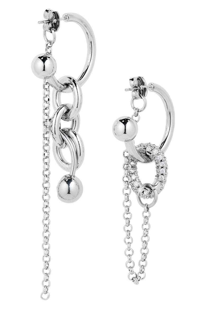 Abel Mismatched Hoop Earrings, Alternate, color, PALLADIUM