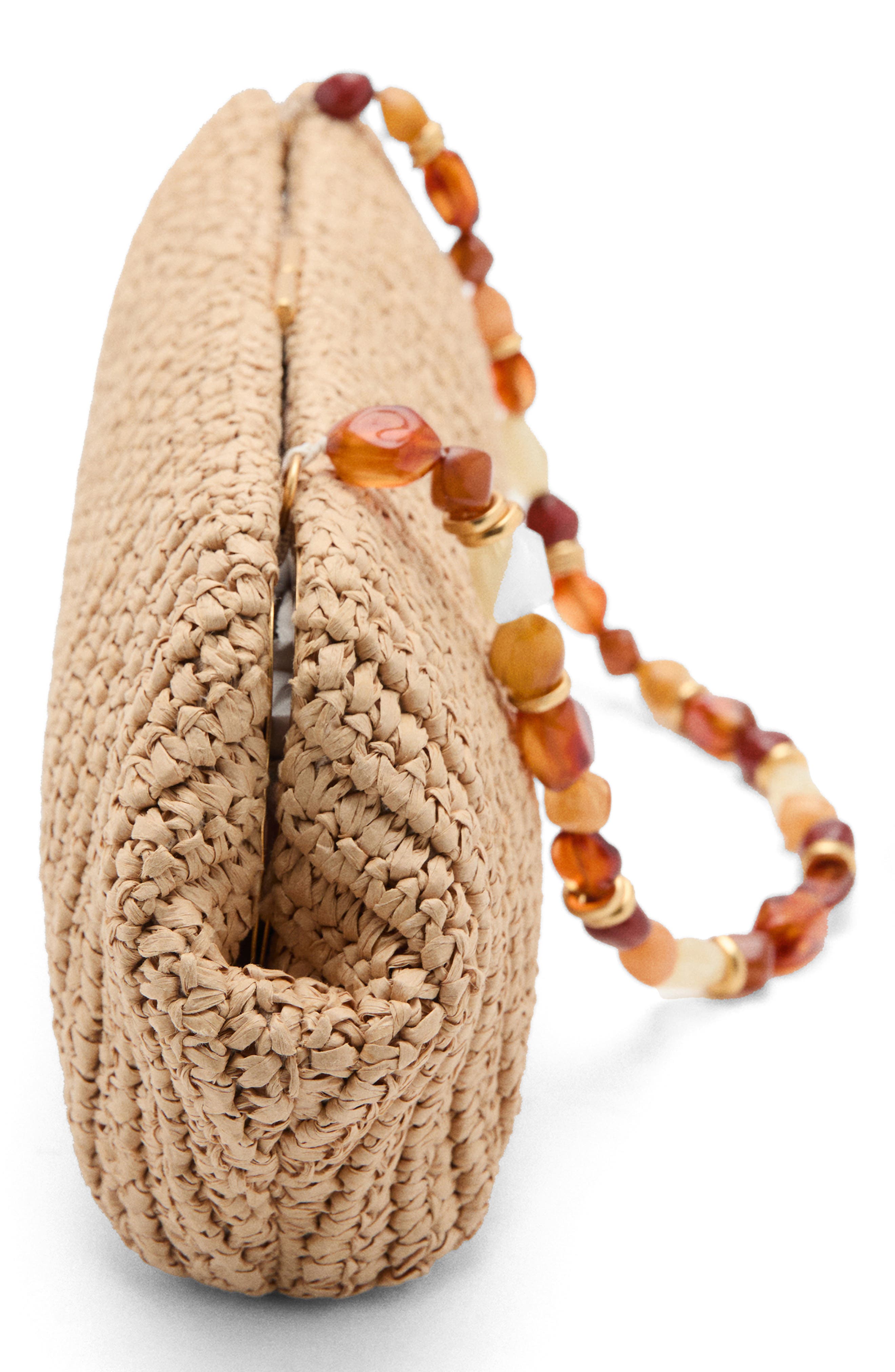 Beaded Natural Fiber Shoulder Bag, Alternate, color, BEIGE