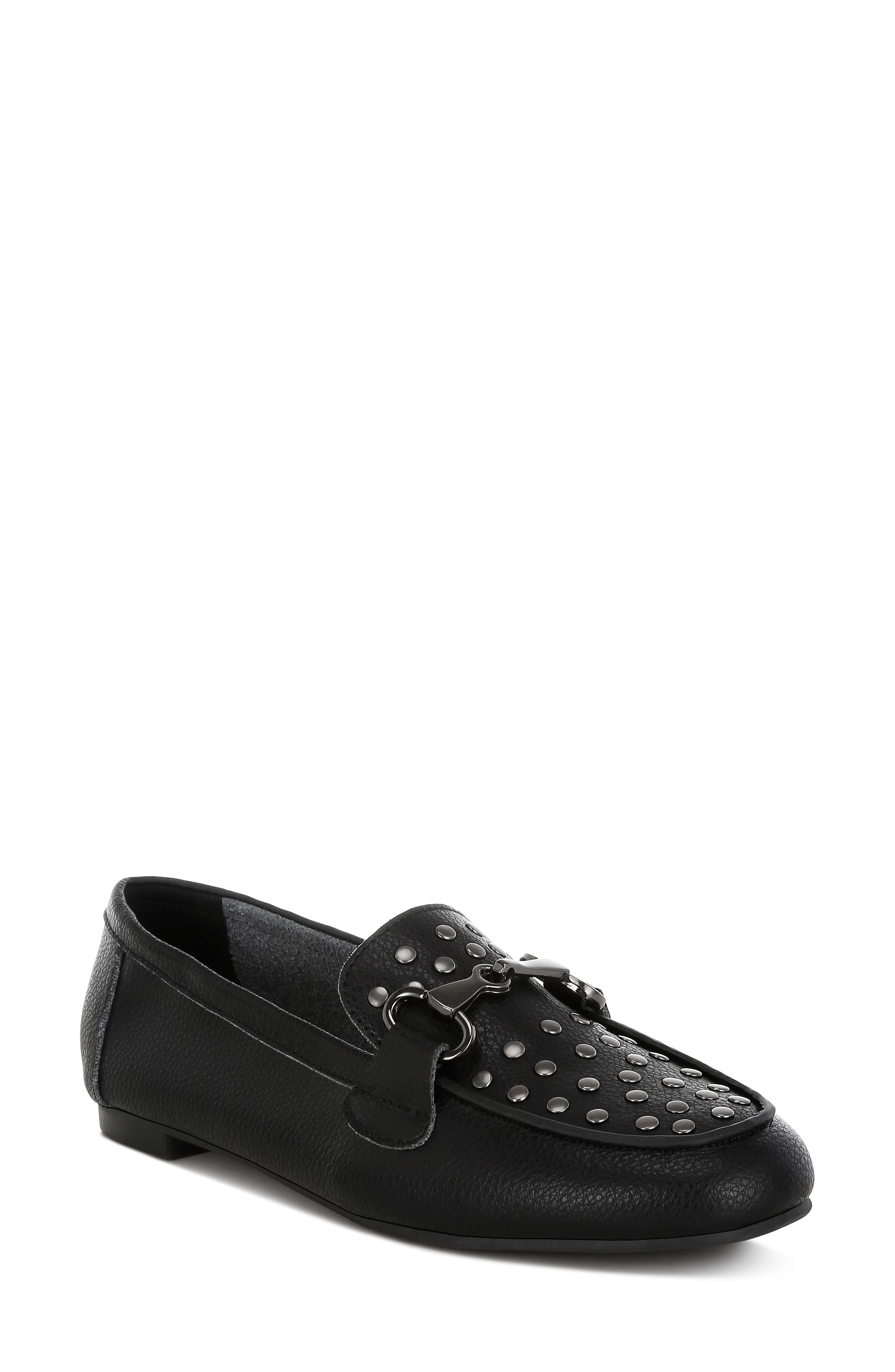 Rag & Co Modaha Studded Horsebit Loafer, Main, color, Black