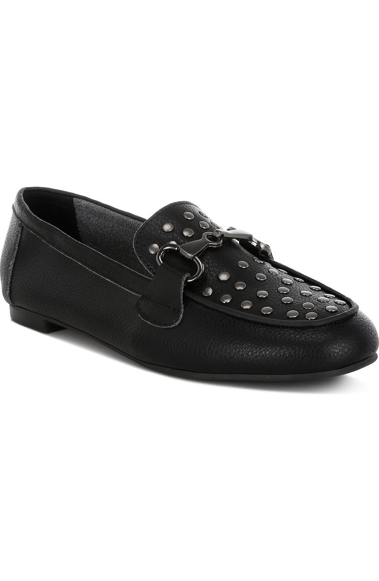 Rag & Co Modaha Studded Horsebit Loafer, Main, color, Black