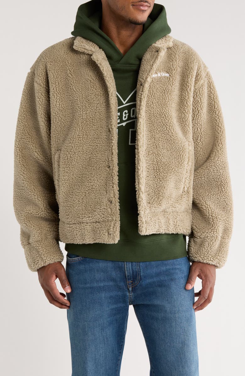 Museum of Peace & Quiet Wordmark Faux Shearling Work Jacket, Main, color, Taupe