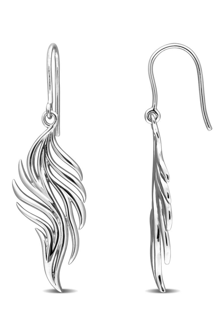 Sterling Silver Leaf Drop Earrings, Main, color, SILVER
