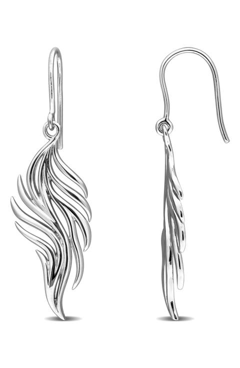 Sterling Silver Leaf Drop Earrings