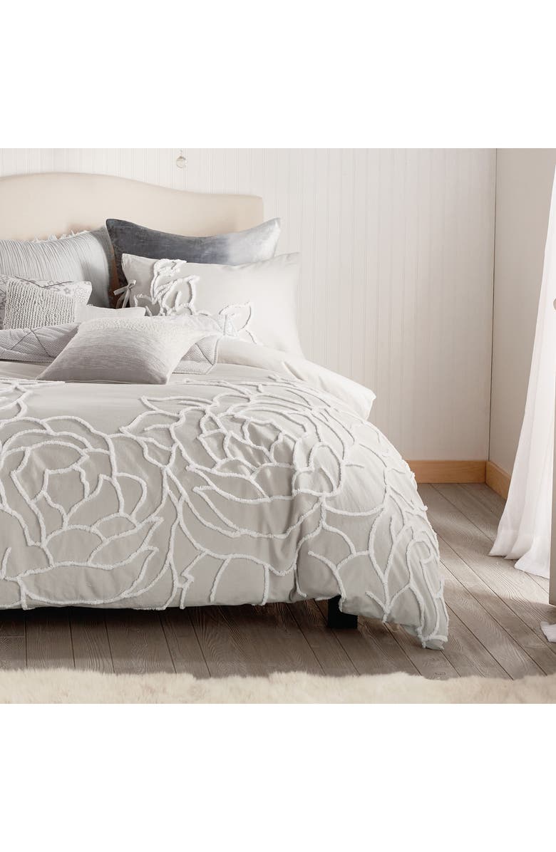 Peri Home Chenille Rose Duvet Cover & Shams Set, Alternate, color, Grey