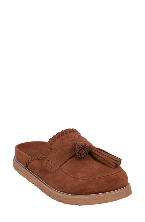Lenox Faux Suede Tassel Clog
