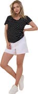 MOTHERHOOD MATERNITY Under the Belly Cut Off Denim Maternity Short